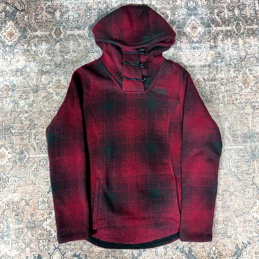 The North Face Crescent Hoodie‎ Women's S Red Plaid Lined Sweatshirt Pullover